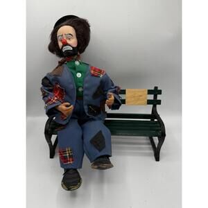 Emmett Kelly Jr Hobo‎ Clown Doll on a Park Bench Figurine animated Musical Music
